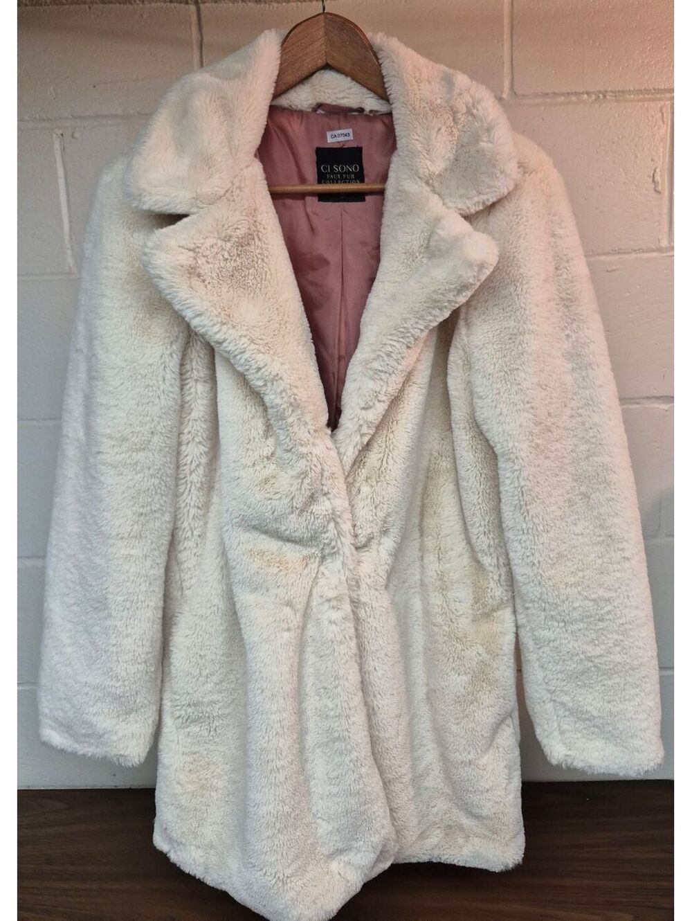 Ci Sono Faux Fur Collection Cream Faux Fur Coat Medium